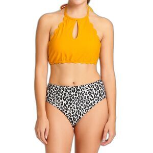Beachsissi Women's Scalloped Halter Bikini Set | Size Small